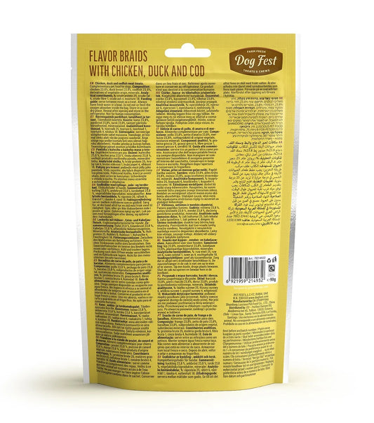 Dog Fest Flavor Braids with Chicken, Duck & Fish 90g