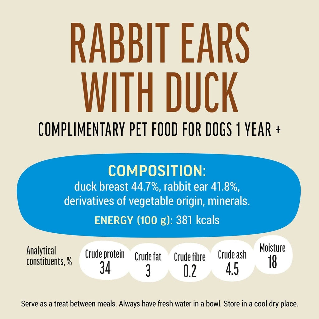 Dog Fest Rabbit Ears With Duck For Adult Dogs – 90g
