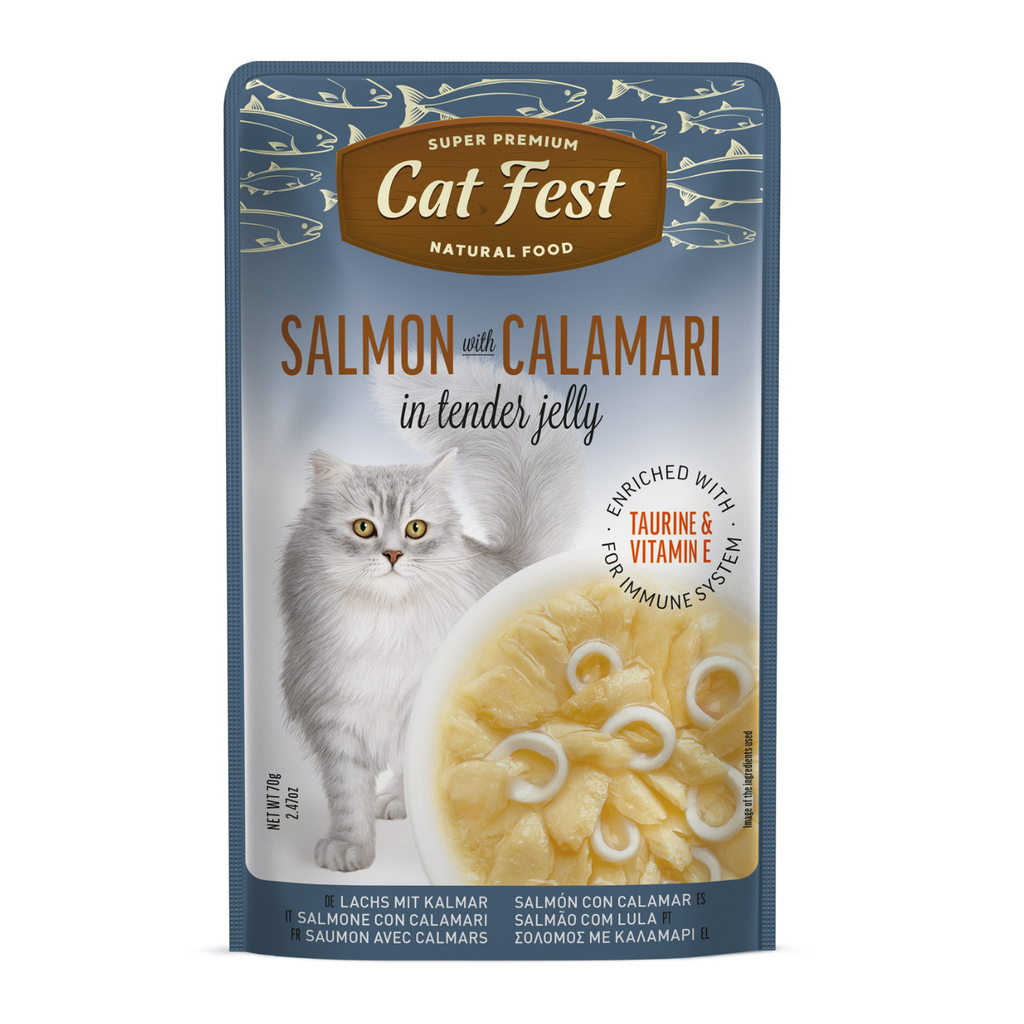 Cat Fest Salmon with Calamari in Tender Jelly 70g