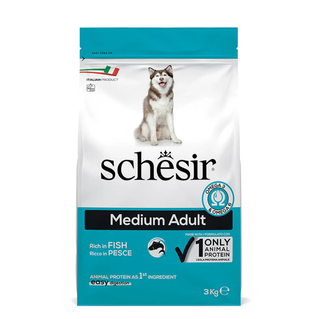 Schesir Dog Dry Food Maintenance Fish-Medium 3Kg
