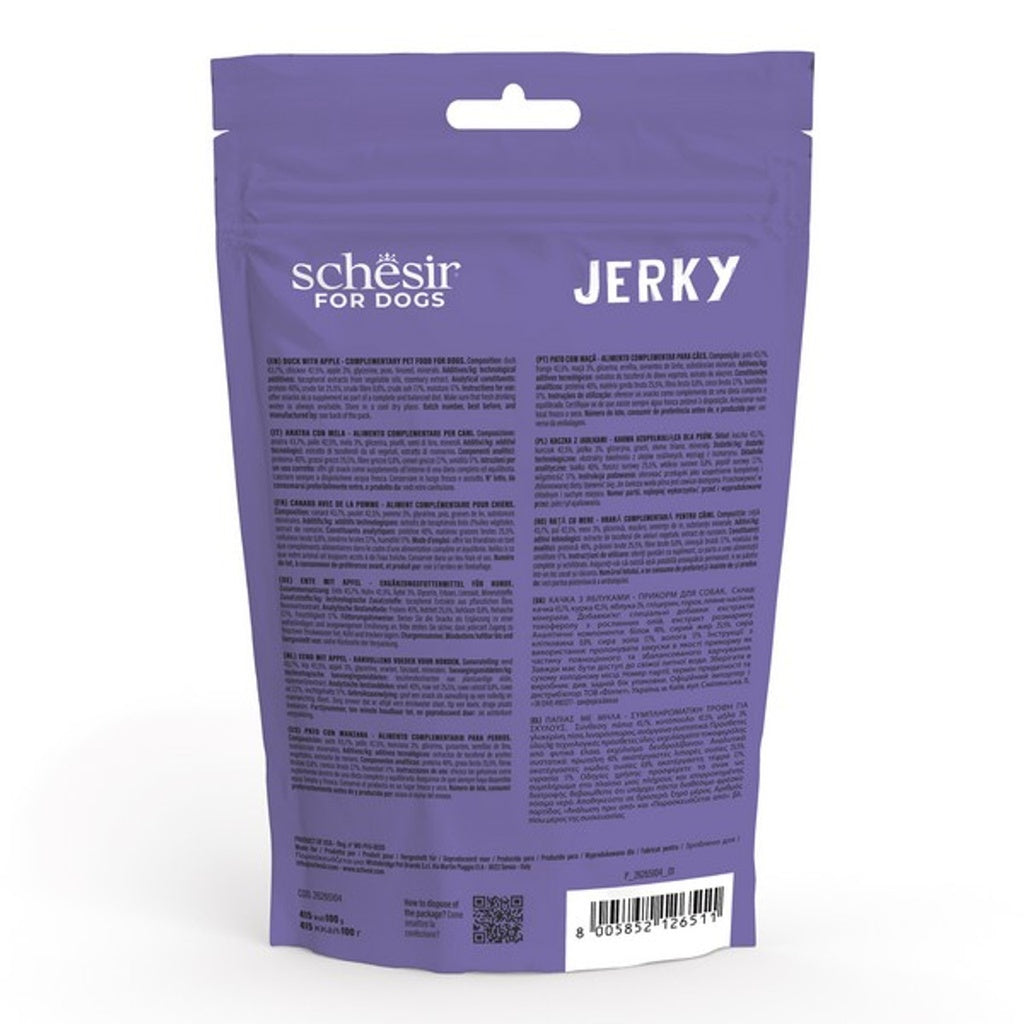 Schesir Grain-Free Dog Snacks Jerky 145g - Duck with Apple