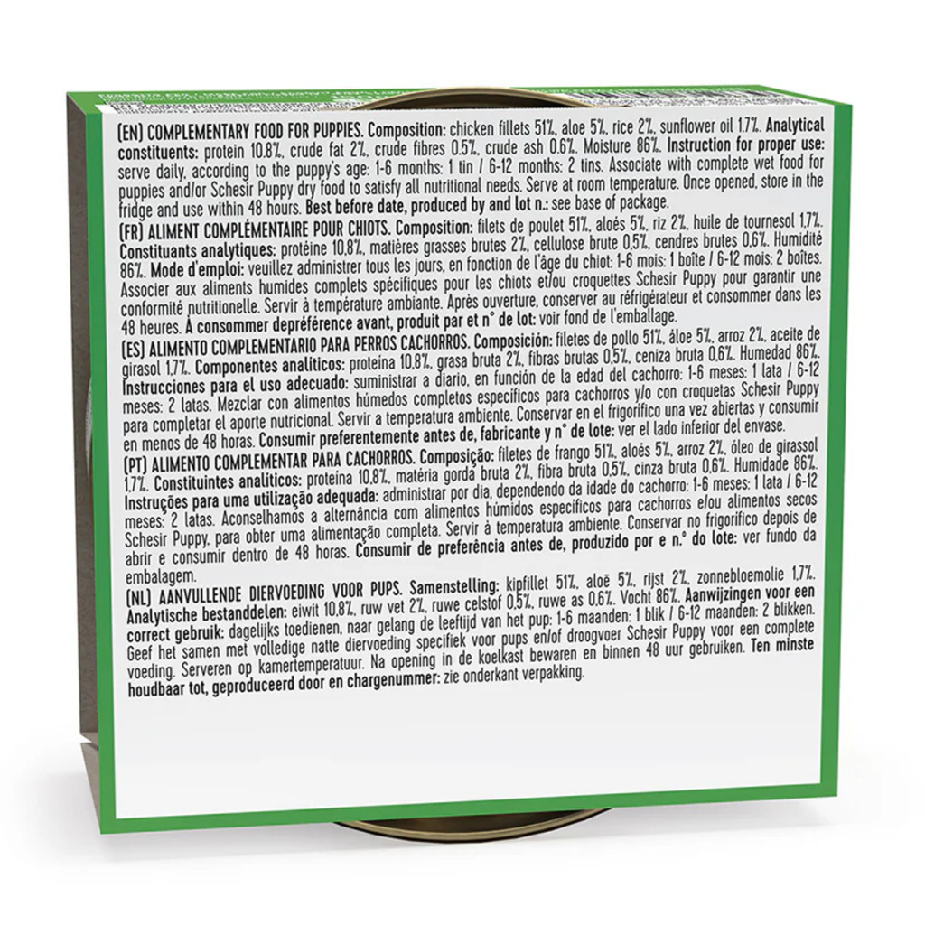 Schesir Dog Wet Food-Puppy Chicken Fillets With Aloe 150g