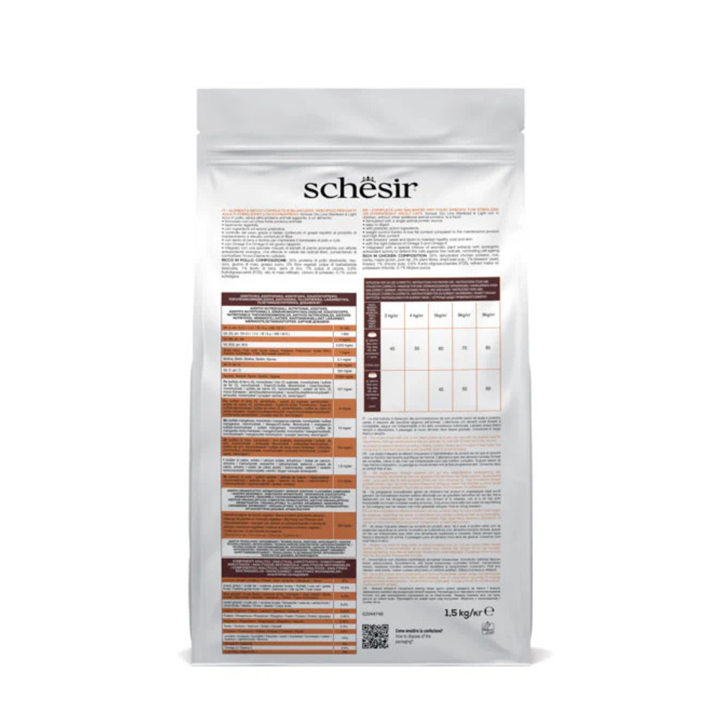 Schesir Cat Dry Food-Sterilized & Light-Chicken 1.5kg