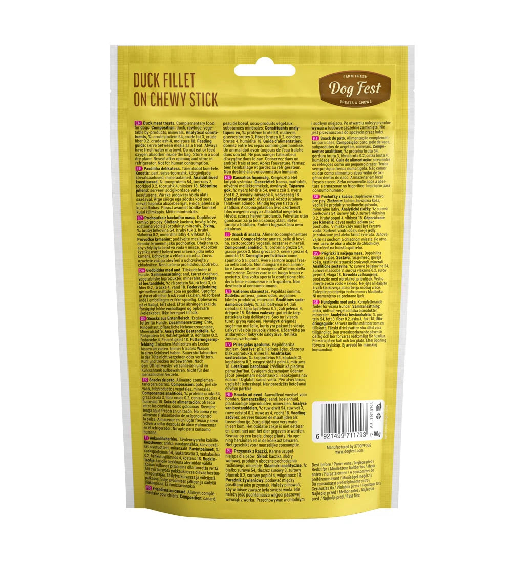 Dog Fest Duck Fillet On Chewy Stick For Adult Dogs – 90g