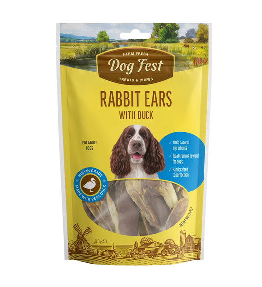 Dog Fest Rabbit Ears With Duck For Adult Dogs – 90g