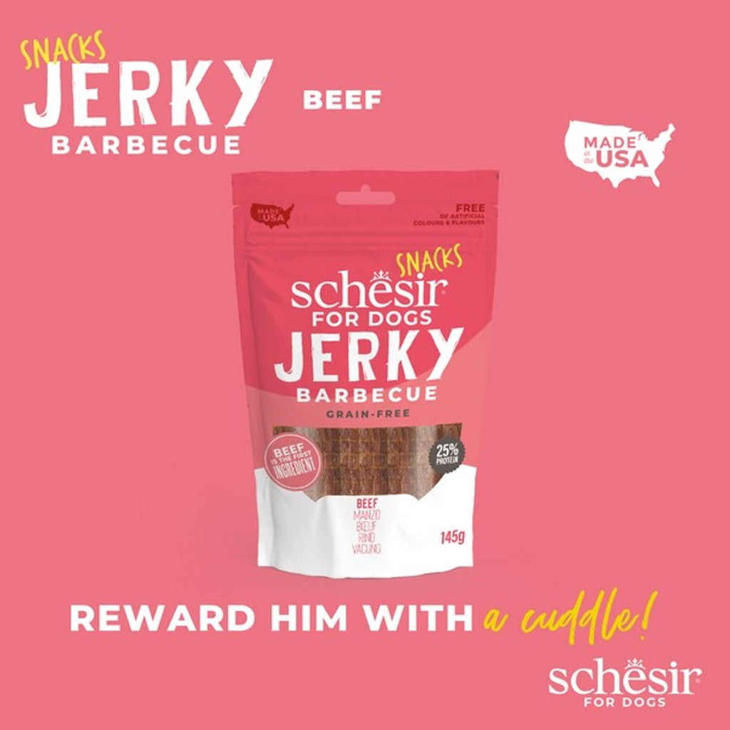 Schesir Grain-Free Dog Snacks Jerky 145g - BBQ Beef