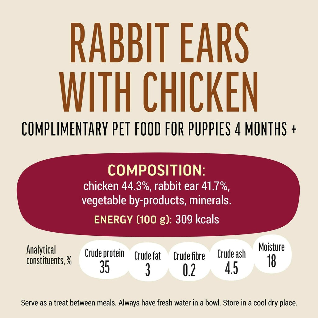 Dog Fest Rabbit Ears with Chicken for Puppies 90g