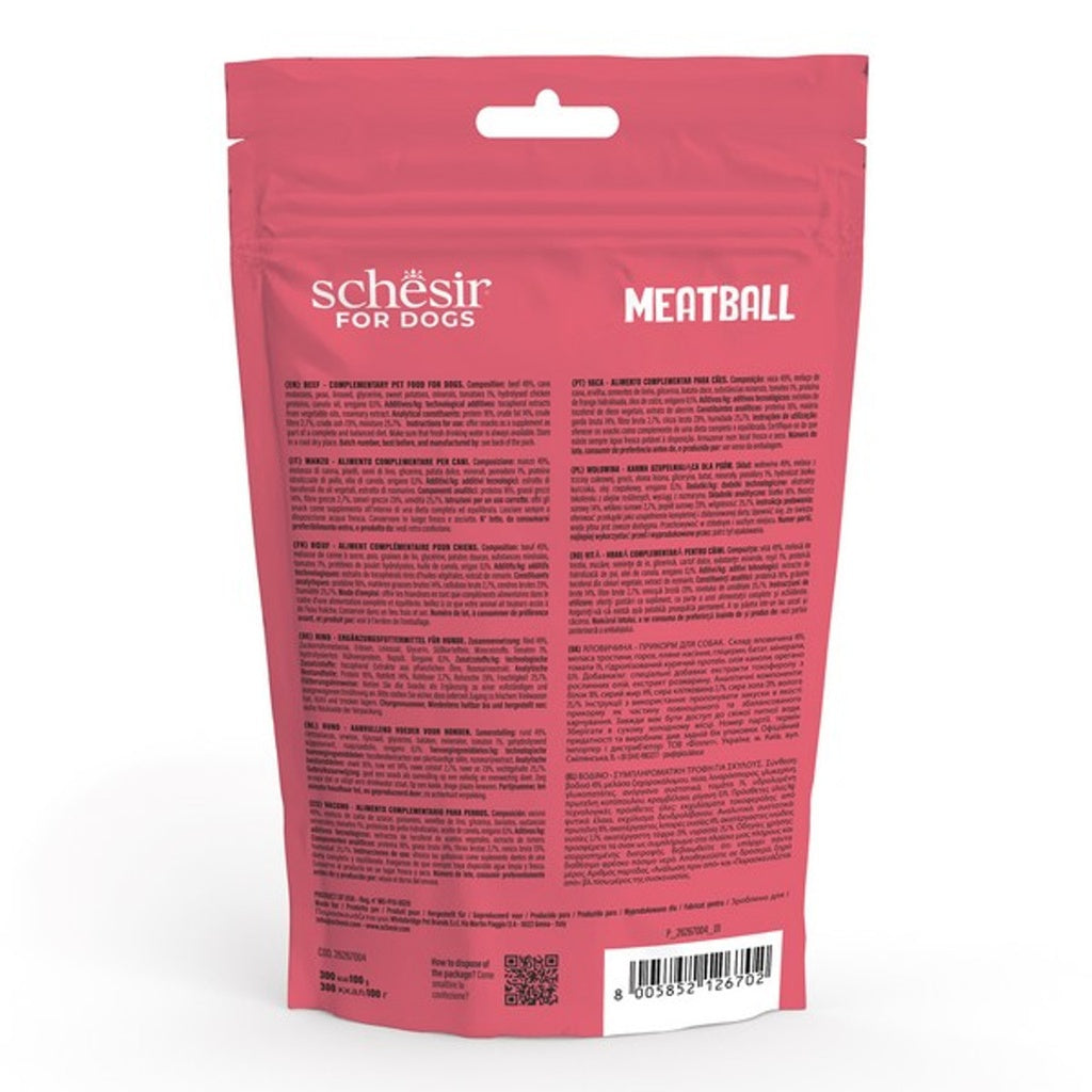 Schesir Grain-Free Dog Snacks Meat Balls 225g - Gently Baked Beef