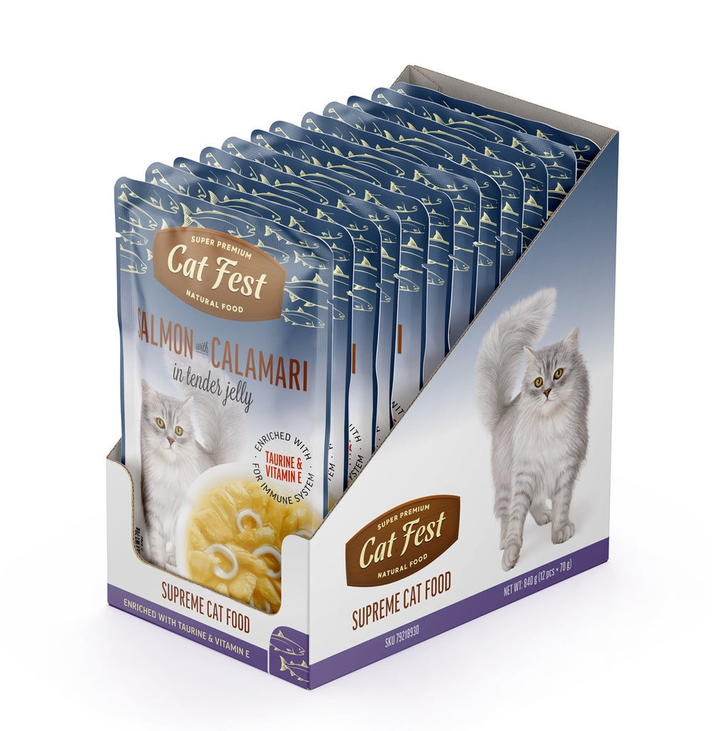 Cat Fest Salmon with Calamari in Tender Jelly 70g