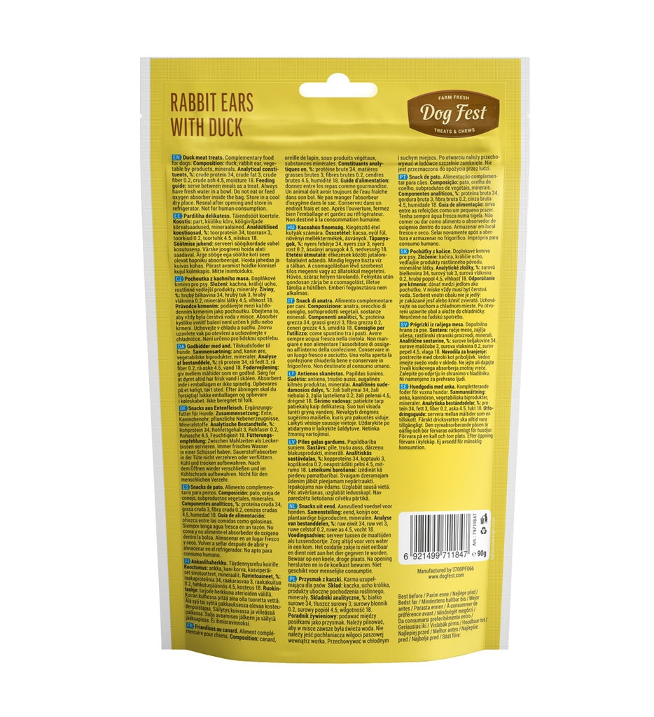 Dog Fest Rabbit Ears With Duck For Adult Dogs – 90g