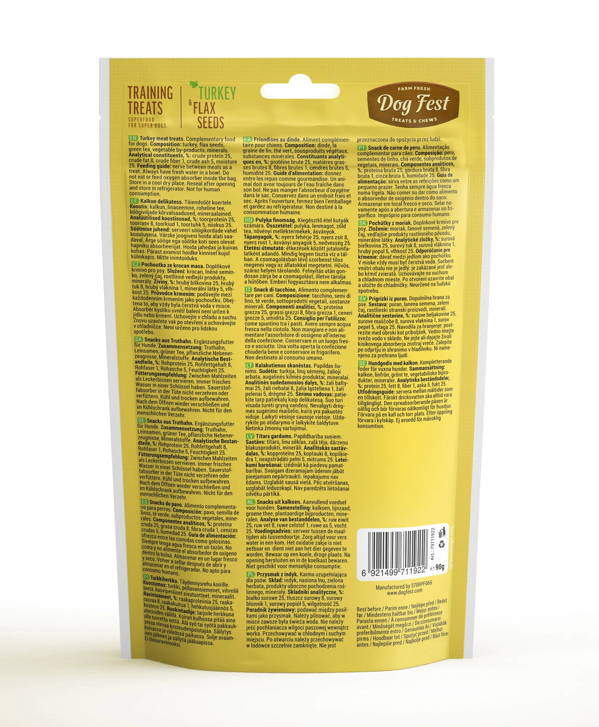 Dog Fest Training Treats Turkey & Flax Seeds 90g