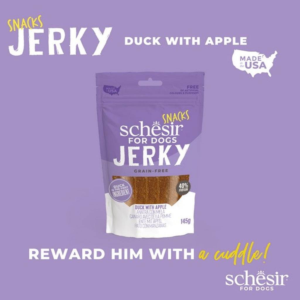 Schesir Grain-Free Dog Snacks Jerky 145g - Duck with Apple
