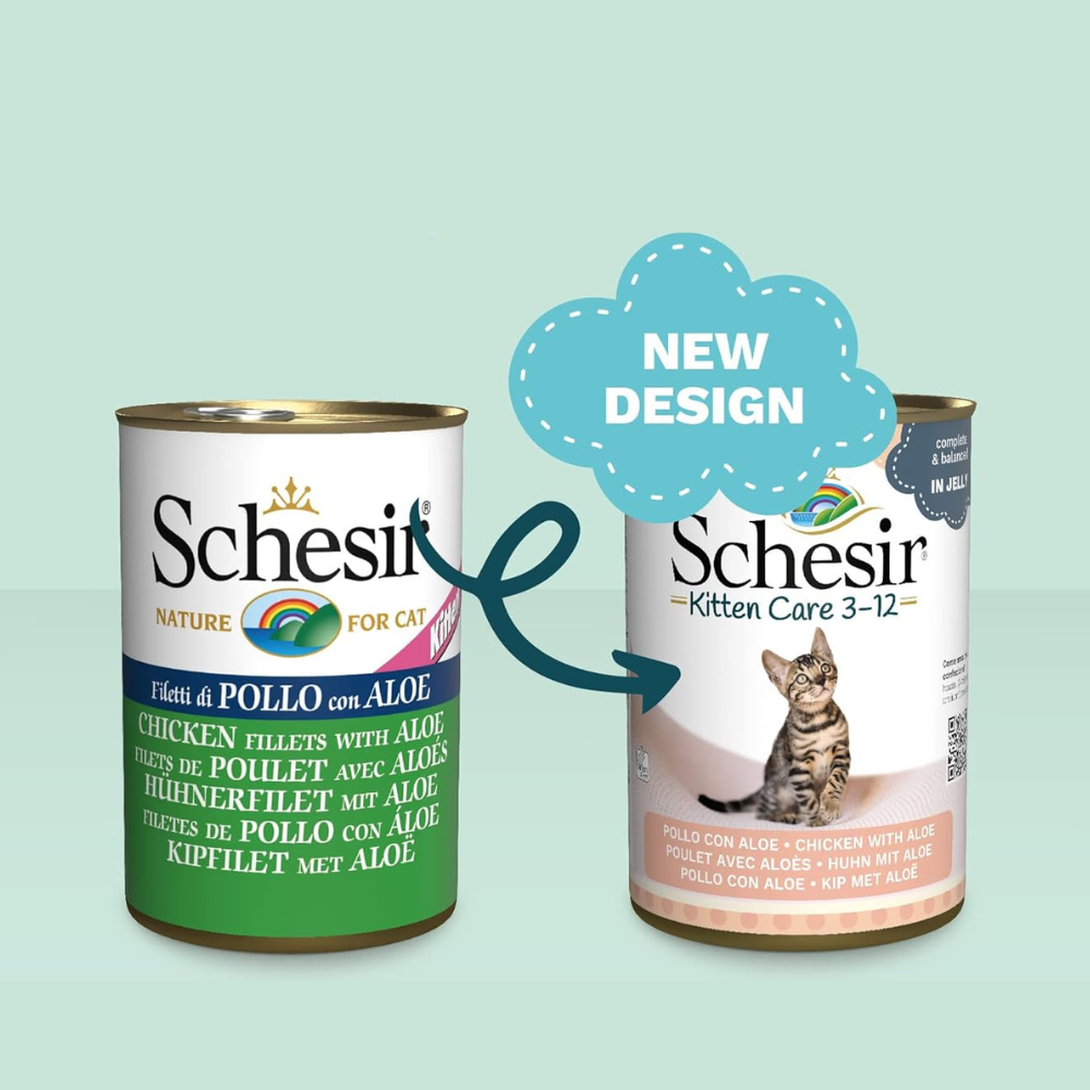 Schesir Kitten Care- Can In Jelly 3-12 Chicken with Aloe Wet Food 140g