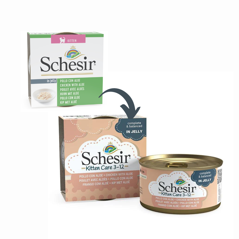 Schesir Kitten Care- Can In Jelly 3-12 Chicken with Aloe Wet Food 85g