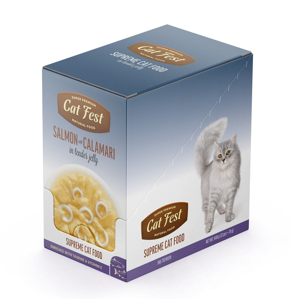 Cat Fest Salmon with Calamari in Tender Jelly 70g