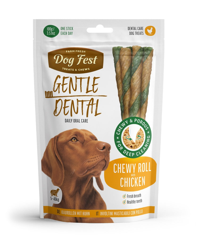 Dog Fest Dental Chewy Roll with Chicken 100g