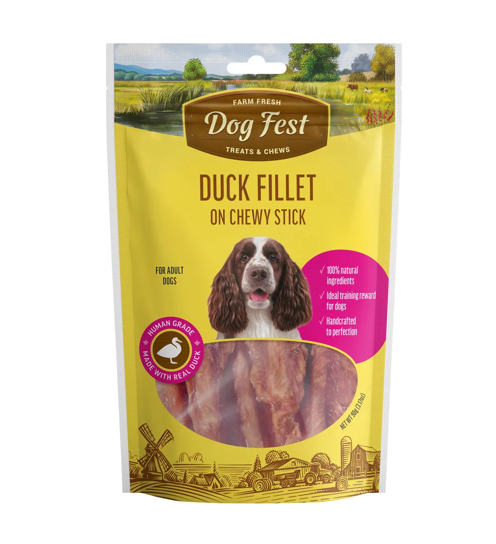 Dog Fest Duck Fillet On Chewy Stick For Adult Dogs – 90g