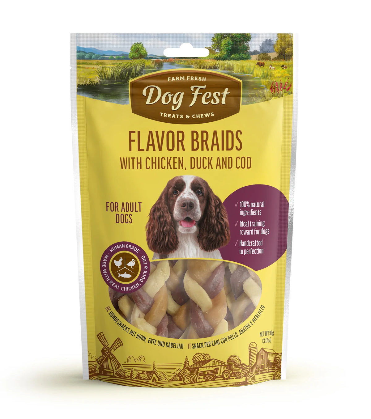 Dog Fest Flavor Braids with Chicken, Duck & Fish 90g