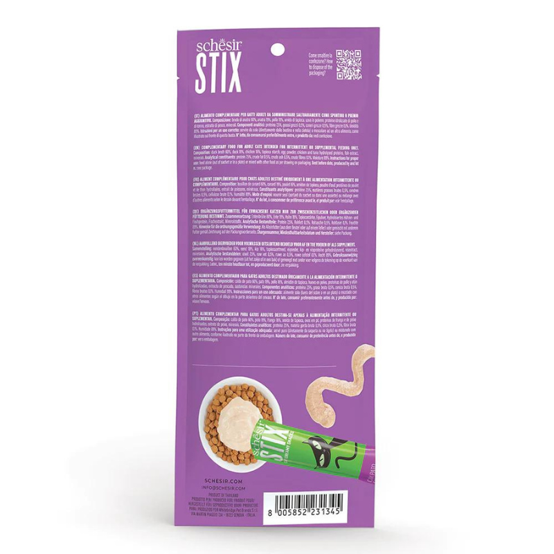 Schesir Stix Treat For Cat In Cream - Duck 6x15g