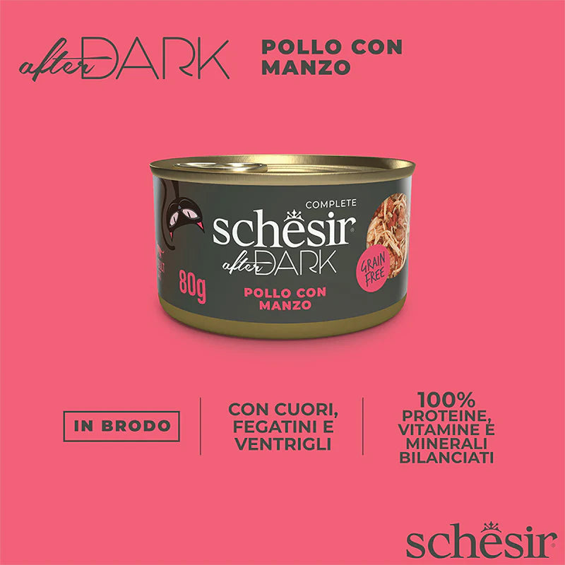 Schesir After Dark Wholefood In Broth For Cat - Chicken With Beef 80g