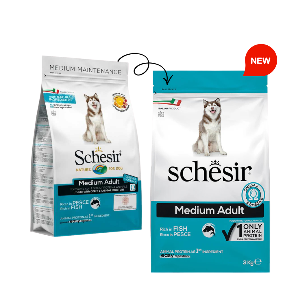 Schesir Dog Dry Food Maintenance Fish-Medium 3Kg