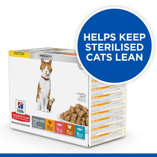 Hill’s Science Plan Sterilised Cat Adult Cat Food Multipack (12x85g)