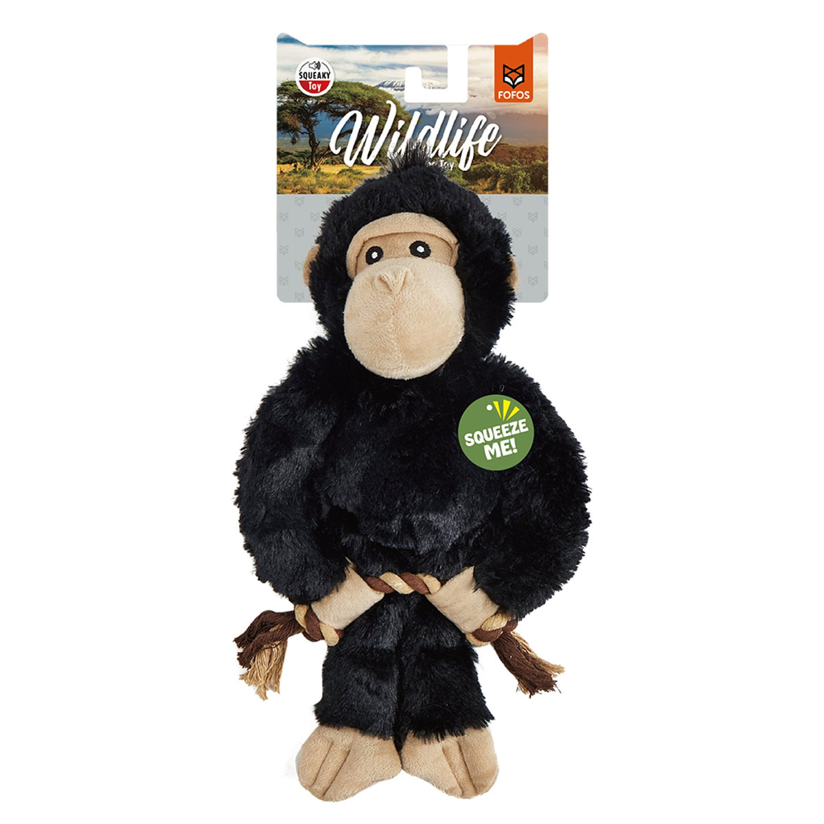 FOFOS Wildlife Plush Gorilla Dog Toy