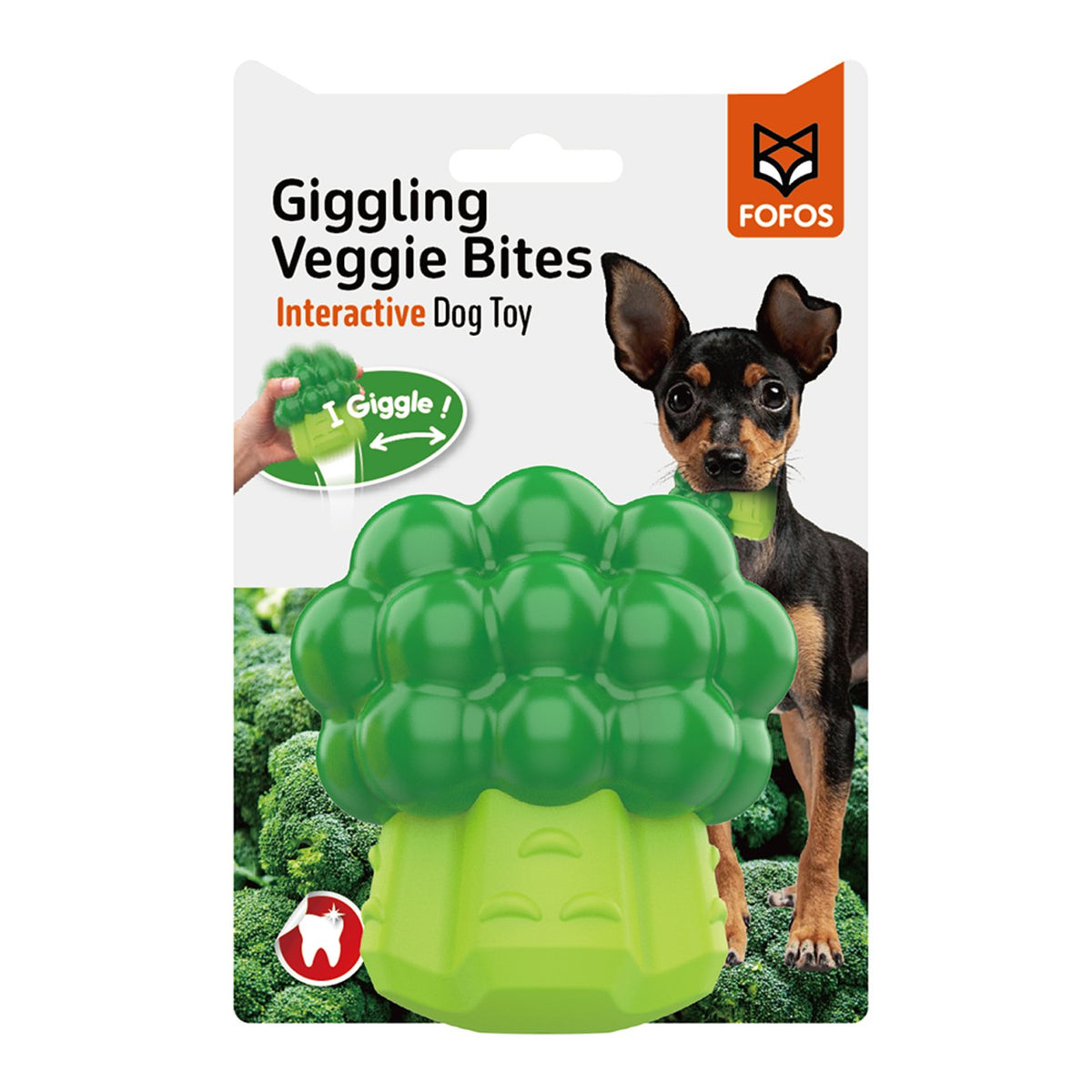 FOFOS Broccoli Giggling Vegi-Bites Dog Toy
