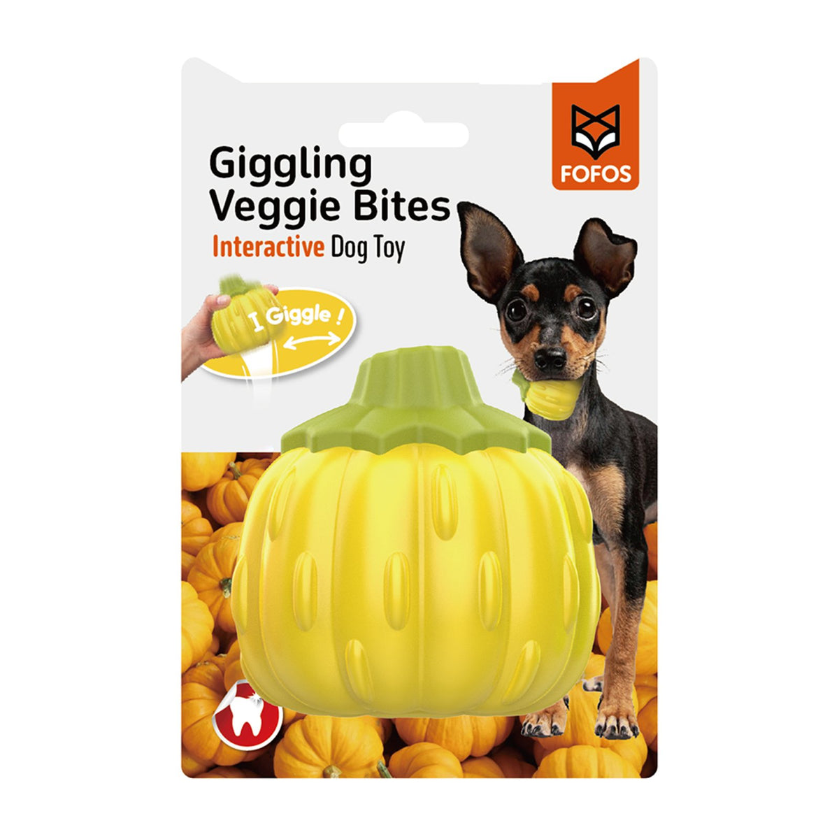 FOFOS Pumpkin Giggling Vegi-Bites Dog Toy
