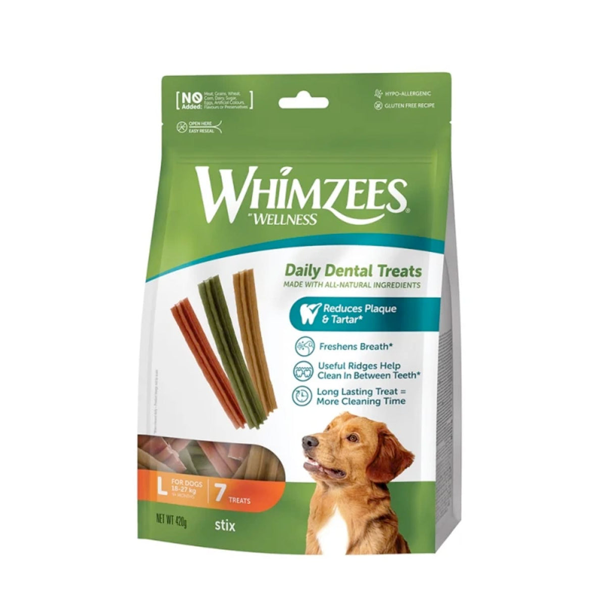 Whimzees Stix Large Mix Brown / Green / Orange 7pcs